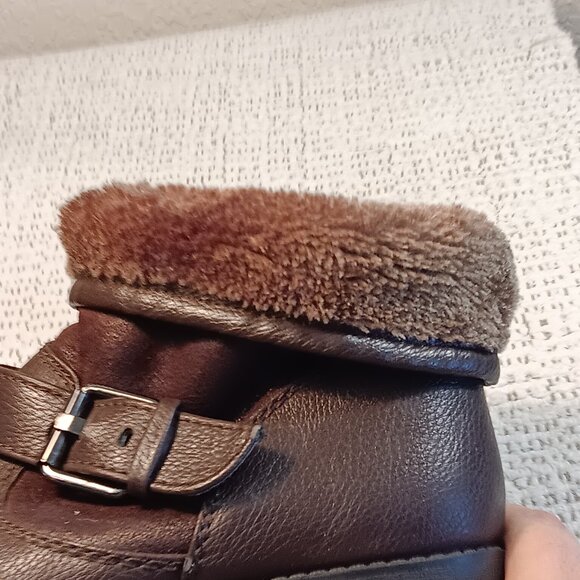 Aldo women's “Legisa” Buckle Motorcycle Fleece Chunky Mid-Calf Boots sz 10 - Picture 4 of 14